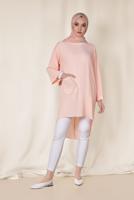 Tesettür giyim PUDRA CEP DETAYLI SALAŞ TUNİK 4110