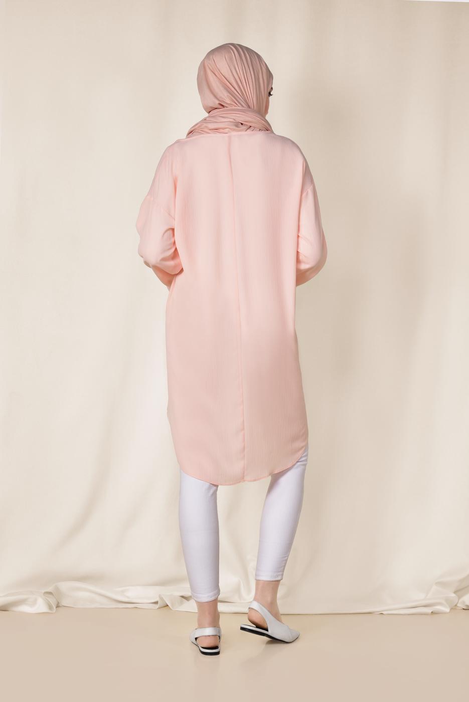 Tesettür giyim PUDRA CEP DETAYLI SALAŞ TUNİK 4110