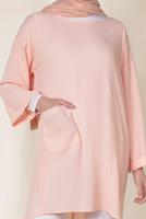 Tesettür giyim PUDRA CEP DETAYLI SALAŞ TUNİK 4110