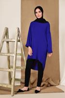 Tesettür giyim LACİVERT CEP DETAYLI SALAŞ TUNİK 4110