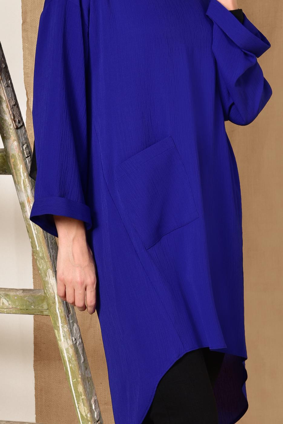 Tesettür giyim LACİVERT CEP DETAYLI SALAŞ TUNİK 4110