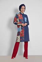 Tesettür giyim LACİVERT ALVİNA MİX DESENLİ TUNİK 4112