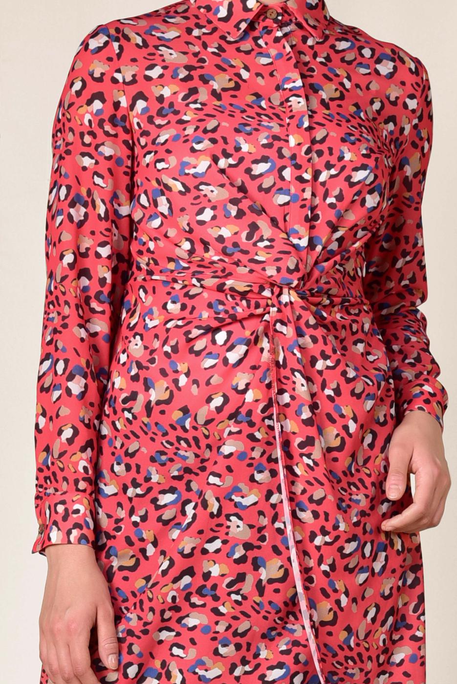 Tesettür giyim MERCAN ALVİNA DESENLİ BEL KISMI BÜZGÜLÜ TUNİK 4115