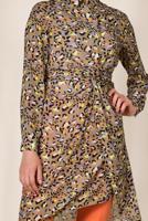 Tesettür giyim KAHVE ALVİNA DESENLİ BEL KISMI BÜZGÜLÜ TUNİK 4115