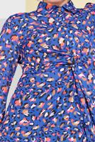 Tesettür giyim LACİVERT ALVİNA DESENLİ BEL KISMI BÜZGÜLÜ TUNİK 4115