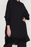 Tesettür giyim SİYAH ALVİNA DANTELLİ TUNİK  4122