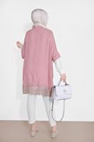 Tesettür giyim PUDRA ALVİNA DANTELLİ TUNİK  4122