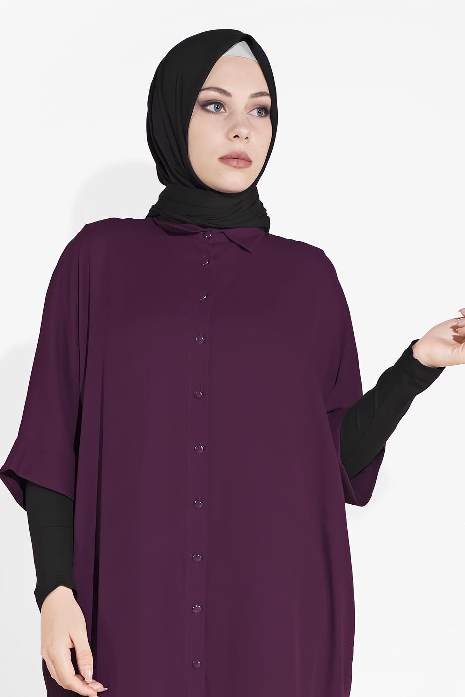 Tesettür giyim MÜRDÜM ALVİNA DANTELLİ TUNİK  4122