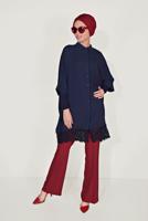 Tesettür giyim LACİVERT ALVİNA DANTELLİ TUNİK  4122