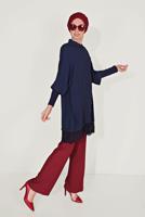 Tesettür giyim LACİVERT ALVİNA DANTELLİ TUNİK  4122