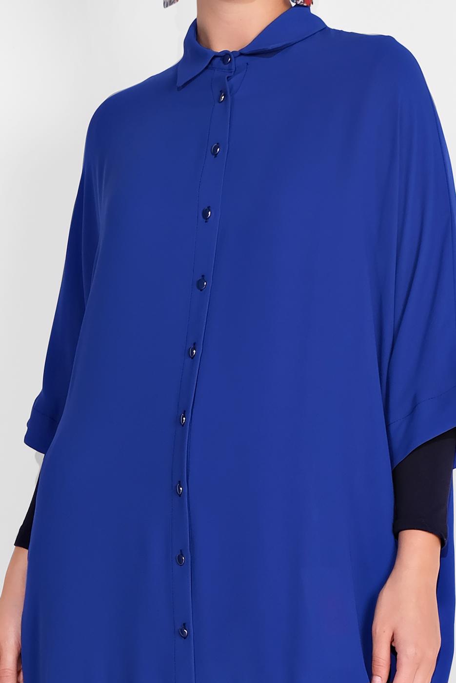 Hijab clothing NAVY BLUE ALVINA BUTTONED SHIRT TUNIC 4122 