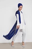 Tesettür giyim LACİVERT ALVİNA SIRT KISMI PUL PAYETLİ 2&prime;Lİ ŞİFON TUNİK 4145