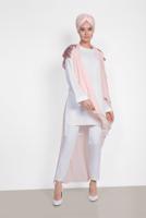 Tesettür giyim PUDRA ALVİNA SIRT KISMI PUL PAYETLİ 2&prime;Lİ ŞİFON TUNİK 4145