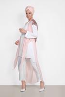 Tesettür giyim PUDRA ALVİNA SIRT KISMI PUL PAYETLİ 2&prime;Lİ ŞİFON TUNİK 4145