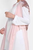 Tesettür giyim PUDRA ALVİNA SIRT KISMI PUL PAYETLİ 2&prime;Lİ ŞİFON TUNİK 4145