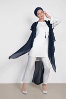 Tesettür giyim LACİVERT ALVİNA SIRT KISMI PUL PAYETLİ 2&prime;Lİ ŞİFON TUNİK 4145