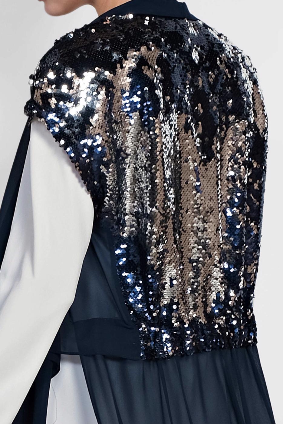 Tesettür giyim LACİVERT ALVİNA SIRT KISMI PUL PAYETLİ 2&prime;Lİ ŞİFON TUNİK 4145