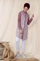 Tesettür giyim BORDO ALVİNA KARELİ TUNİK 4146