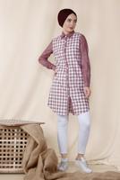 Tesettür giyim BORDO ALVİNA KARELİ TUNİK 4146