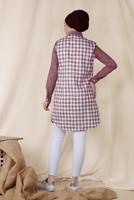 Tesettür giyim BORDO ALVİNA KARELİ TUNİK 4146