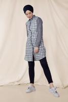 Tesettür giyim LACİVERT ALVİNA KARELİ TUNİK 4146