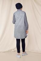 Tesettür giyim LACİVERT ALVİNA KARELİ TUNİK 4146