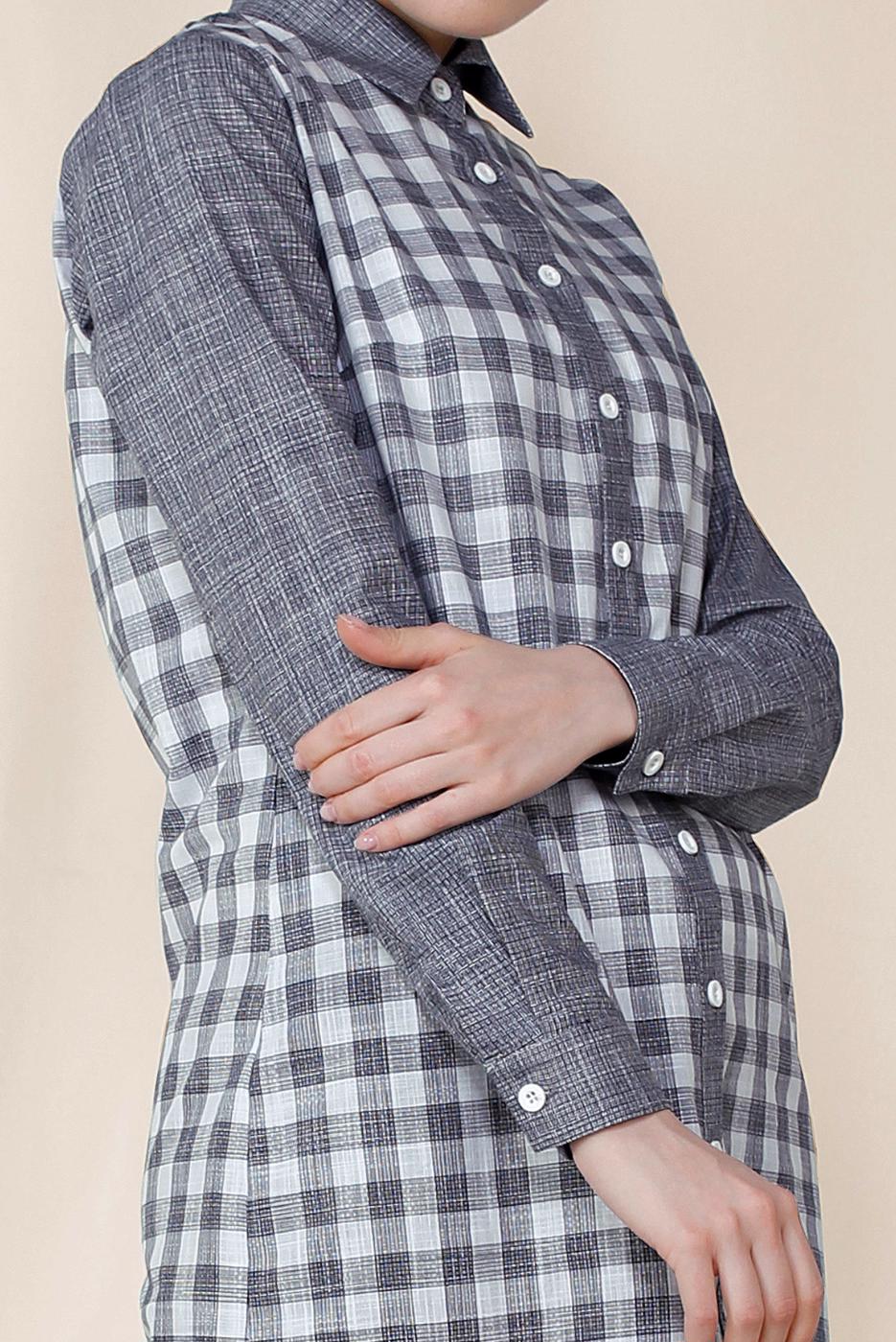 Tesettür giyim LACİVERT ALVİNA KARELİ TUNİK 4146