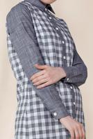 Tesettür giyim LACİVERT ALVİNA KARELİ TUNİK 4146