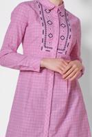 Tesettür giyim PEMBE ALVİNA PAMUKLU NAKIŞ DETAYLI TUNİK 4150