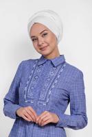 Tesettür giyim LACİVERT ALVİNA PAMUKLU NAKIŞ DETAYLI TUNİK 4150