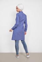 Tesettür giyim LACİVERT ALVİNA PAMUKLU NAKIŞ DETAYLI TUNİK 4150