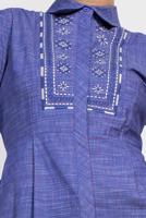 Tesettür giyim LACİVERT ALVİNA PAMUKLU NAKIŞ DETAYLI TUNİK 4150