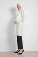 Tesettür giyim KREM ALVİNA KOL KISMI PUL PAYETLİ TUNİK 4159