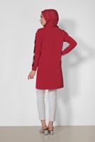 Tesettür giyim KIRMIZI ALVİNA KOL KISMI PUL PAYETLİ TUNİK 4159