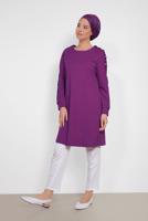 Tesettür giyim MOR ALVİNA KOL KISMI PUL PAYETLİ TUNİK 4159