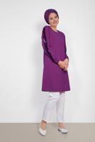 Tesettür giyim MOR ALVİNA KOL KISMI PUL PAYETLİ TUNİK 4159