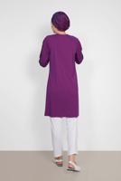 Tesettür giyim MOR ALVİNA KOL KISMI PUL PAYETLİ TUNİK 4159