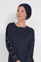 Tesettür giyim LACİVERT ALVİNA KOL KISMI PUL PAYETLİ TUNİK 4159