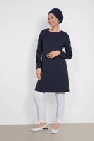 Tesettür giyim LACİVERT ALVİNA KOL KISMI PUL PAYETLİ TUNİK 4159