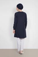 Tesettür giyim LACİVERT ALVİNA KOL KISMI PUL PAYETLİ TUNİK 4159