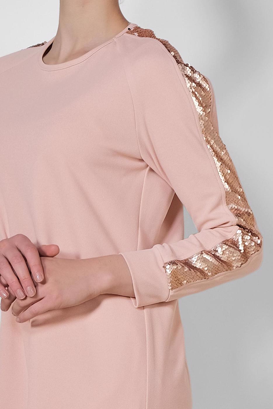 Tesettür giyim PUDRA ALVİNA KOL KISMI PUL PAYETLİ TUNİK 4159