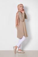 Tesettür giyim BEJ ALVİNA PUL İŞLEMELİ TUNİK 4179