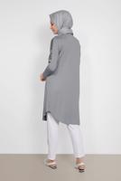 Tesettür giyim GRİ ALVİNA PUL İŞLEMELİ TUNİK 4179