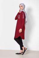 Tesettür giyim BORDO ALVİNA PUL İŞLEMELİ TUNİK 4179