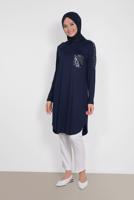 Tesettür giyim LACİVERT ALVİNA PUL İŞLEMELİ TUNİK 4179