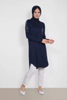 Tesettür giyim LACİVERT ALVİNA PUL İŞLEMELİ TUNİK 4179