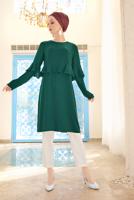 Tesettür giyim YEŞİL ALVİNA FIRFIRLI TUNİK 4180