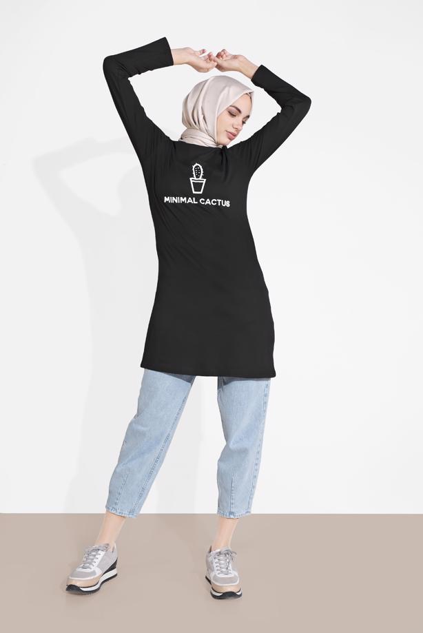 Tesettür giyim  KAKTÜS BASKILI TUNİK 4207 - TRENDTESETTÜR