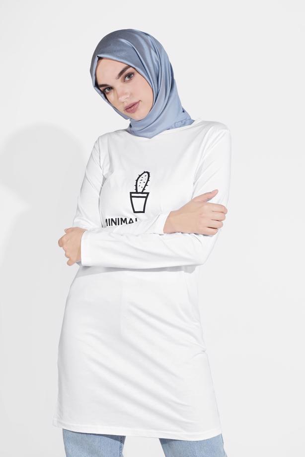 Tesettür giyim  KAKTÜS BASKILI TUNİK 4207 - TRENDTESETTÜR