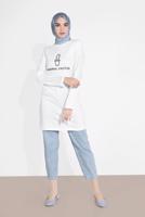 Tesettür giyim BEYAZ KAKTÜS BASKILI TUNİK 4207